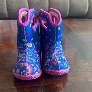 Bogs Blue and Pink Kids Rain Boots